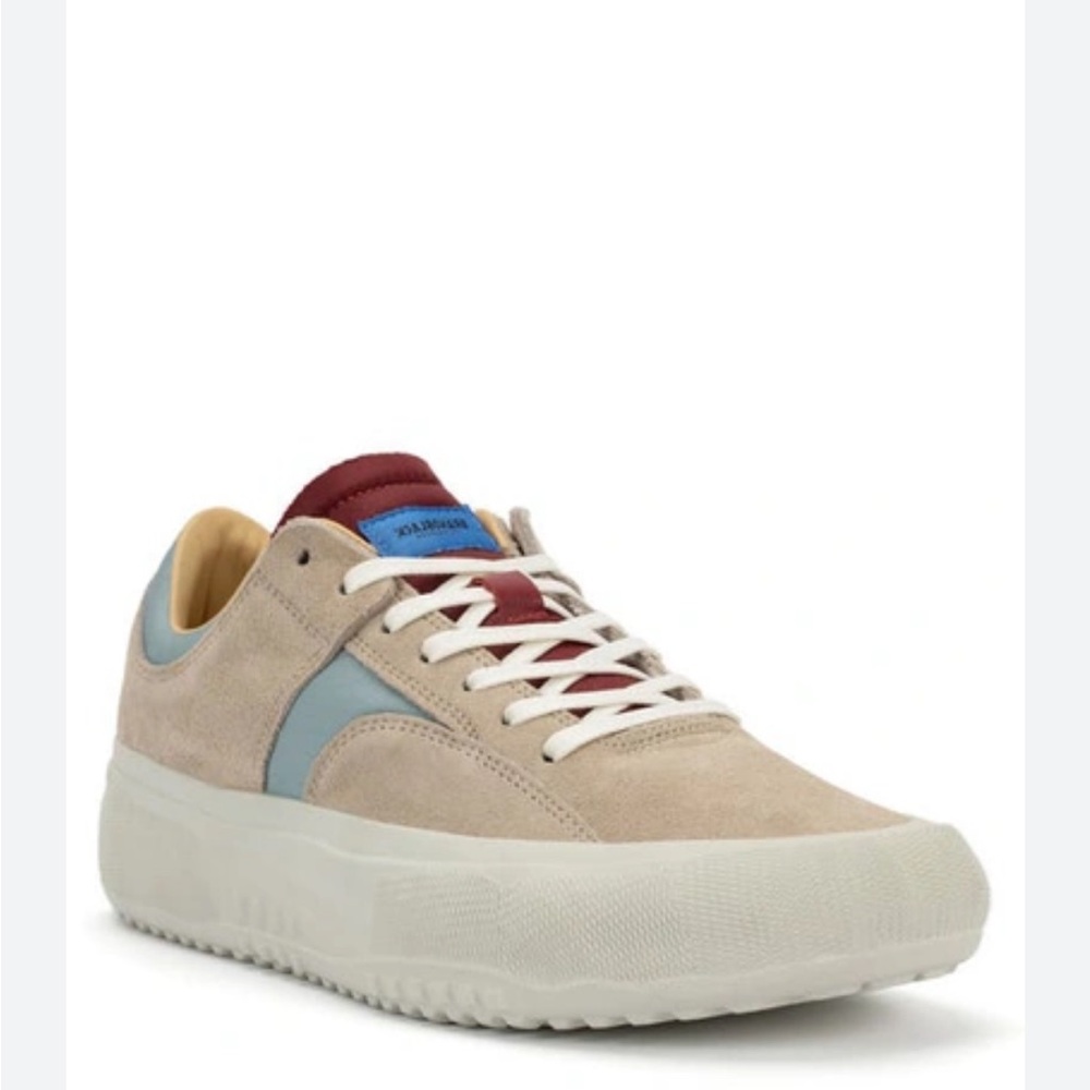 Brandblack Porto Low Beige and Burgundy Suede Sneakers